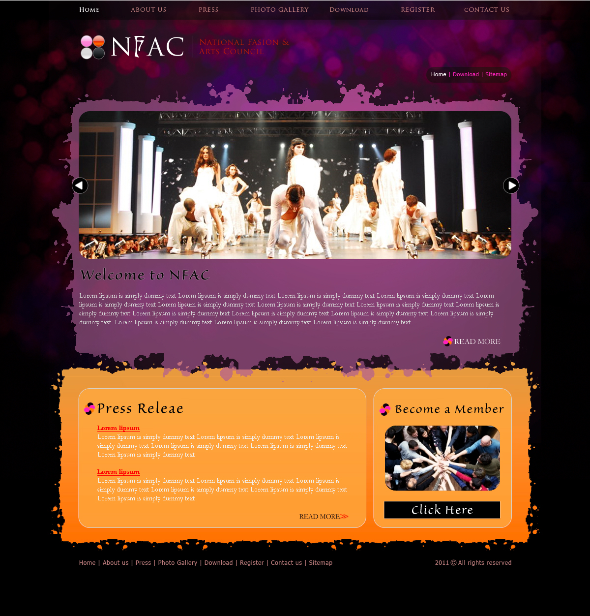 National Fashion & Arts council web layout design by hafizkhurram.com